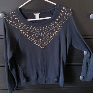 Black sweater with beading detail